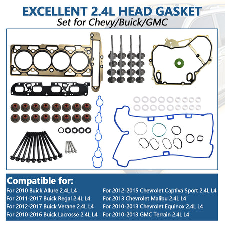 Btscar DXBKIT-003 Master Head Gasket Kit fitment for Chevy Equinox GMC Terrain GM 2.4L Ecotec Engine