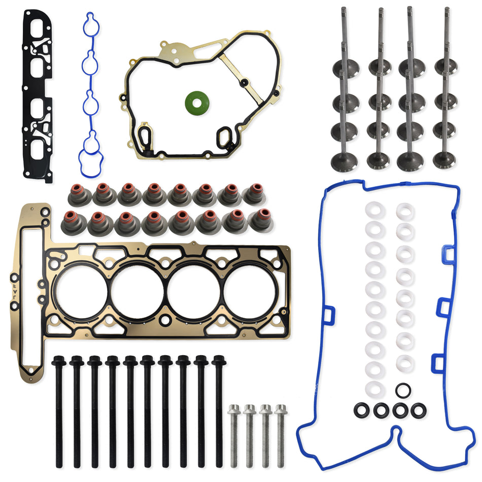 Btscar DXBKIT-003 Complete Cylinder Head Gasket Set with Valves and Bolts for GM 2.4L Ecotec Engine