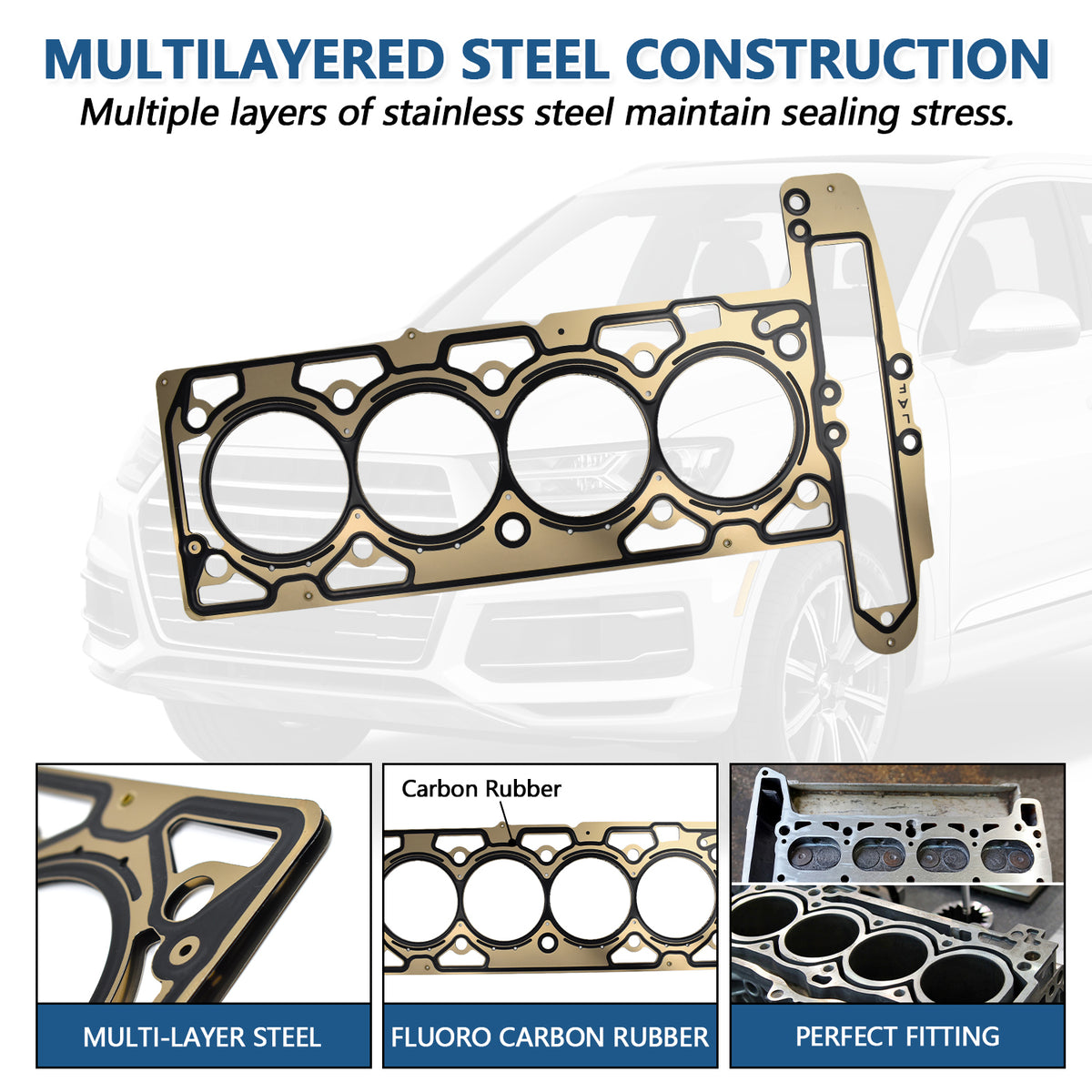 Btscar DXBKIT-003 Multi-Layer Steel Head Gasket construction for GM 2.4L Ecotec Engine Chevy Equinox