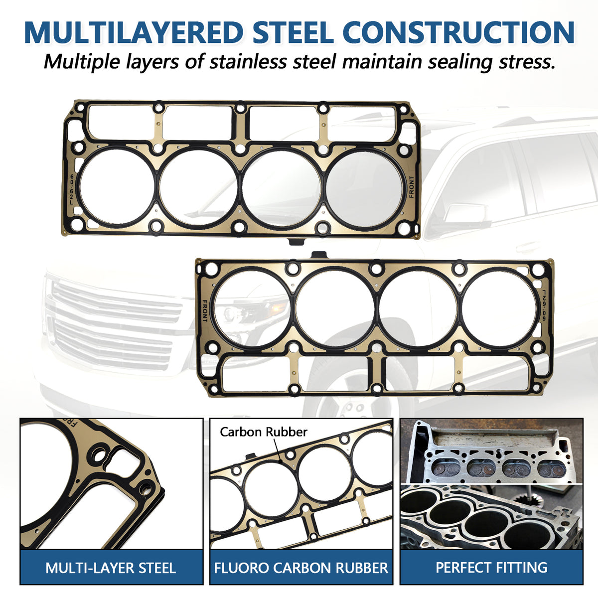 Btscar DXBKIT-004 Multi-Layer Steel Head Gasket construction for GM LS1 LS9 5.3L 6.0L Engine Chevy GMC