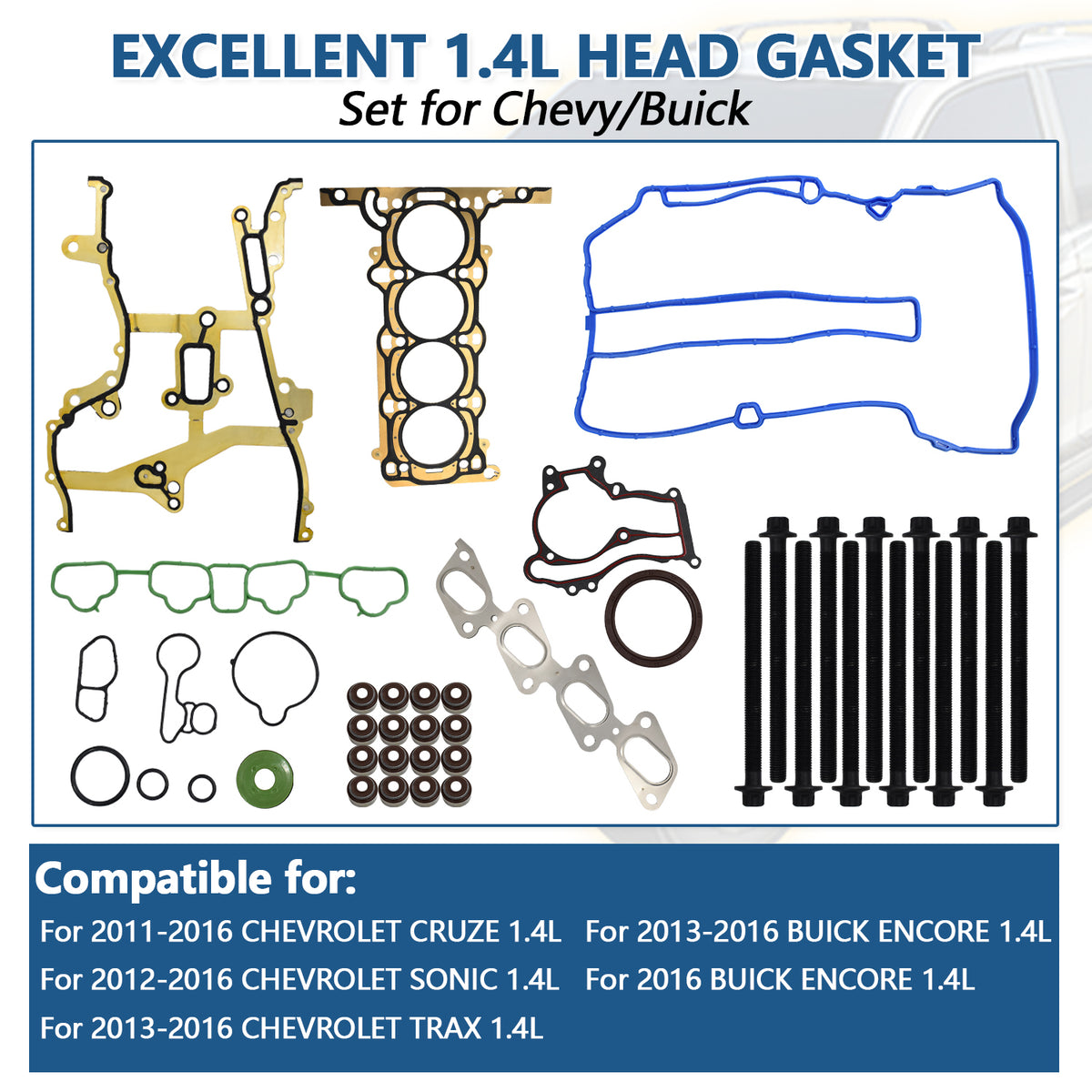 Btscar DXBKIT-005 Master Head Gasket Kit fitment for Chevy Cruze Sonic Trax GM 1.4L Ecotec Turbo