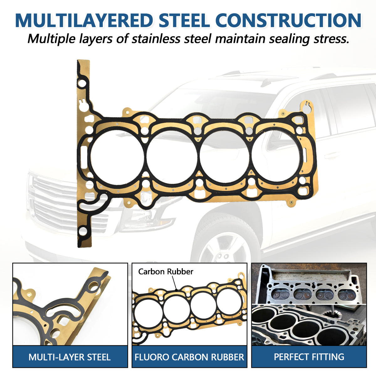 Btscar DXBKIT-005 Multi-Layer Steel Head Gasket construction for GM 1.4L Ecotec Turbo Engine Chevy Trax
