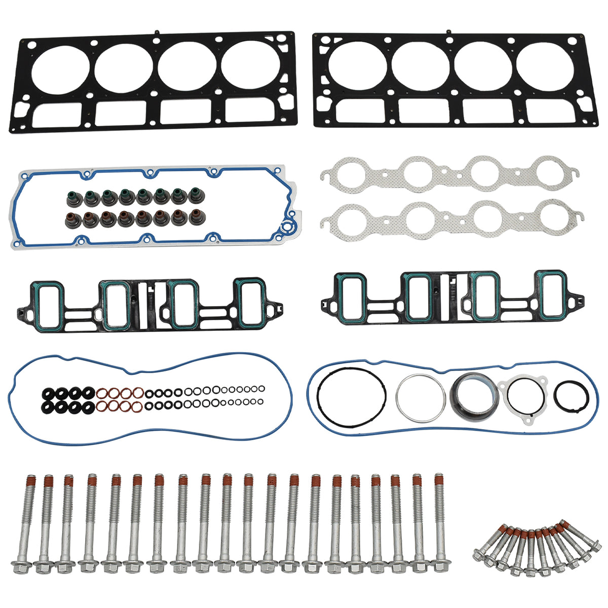 Btscar DXBKIT-006 Complete Cylinder Head Gasket Set with Head Bolts for GM 6.0L 6.2L V8 Engine