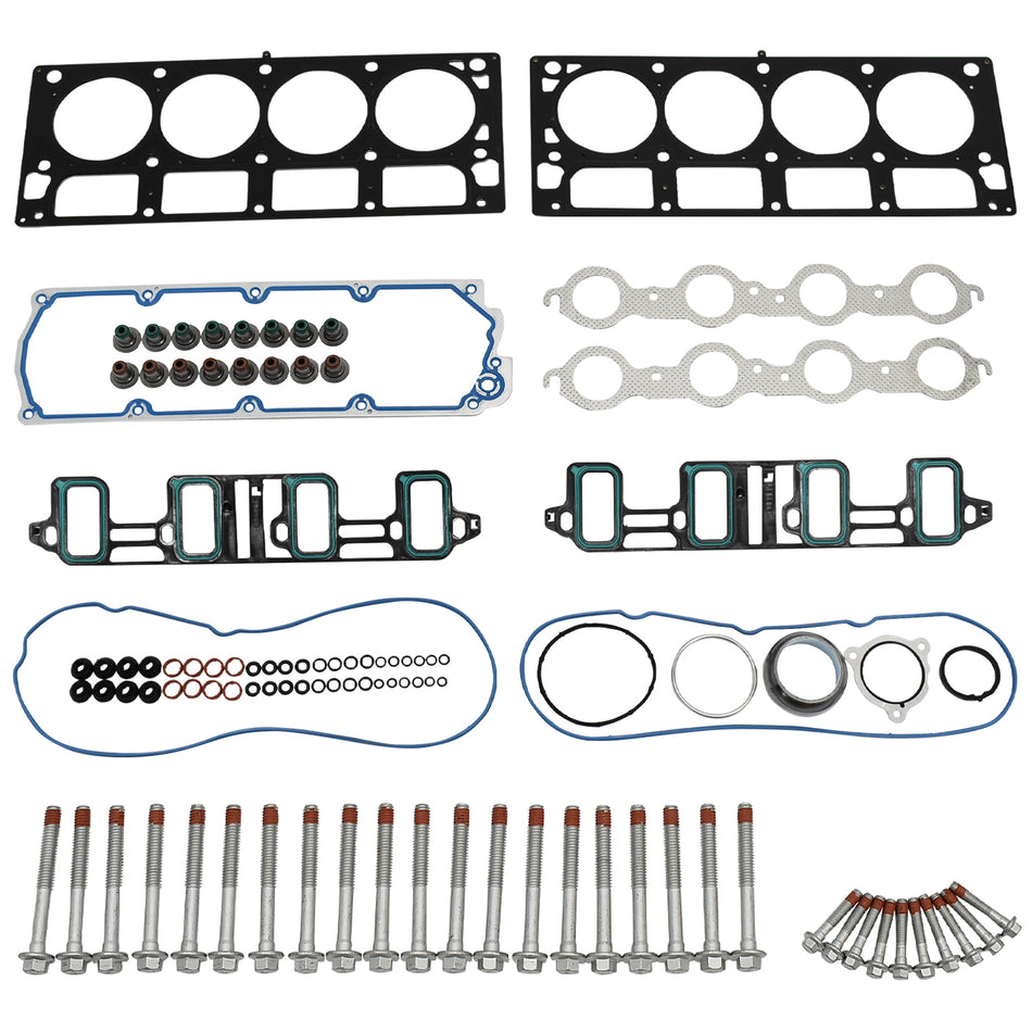 Btscar DXBKIT-006 Complete Cylinder Head Gasket Set with Head Bolts for GM 6.0L 6.2L V8 Engine