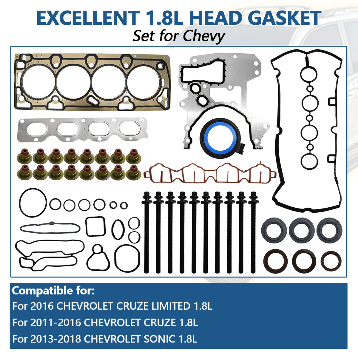 Btscar DXBKIT-008 Master Head Gasket Kit fitment for Chevy Cruze Sonic GM 1.8L Ecotec