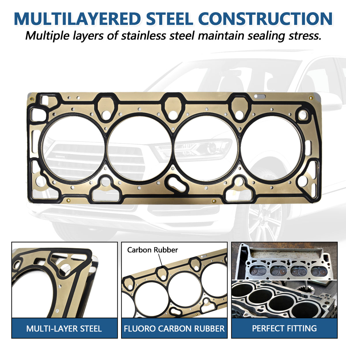 Btscar DXBKIT-008 Multi-Layer Steel Head Gasket construction for GM 1.8L Ecotec Engine Chevy Sonic