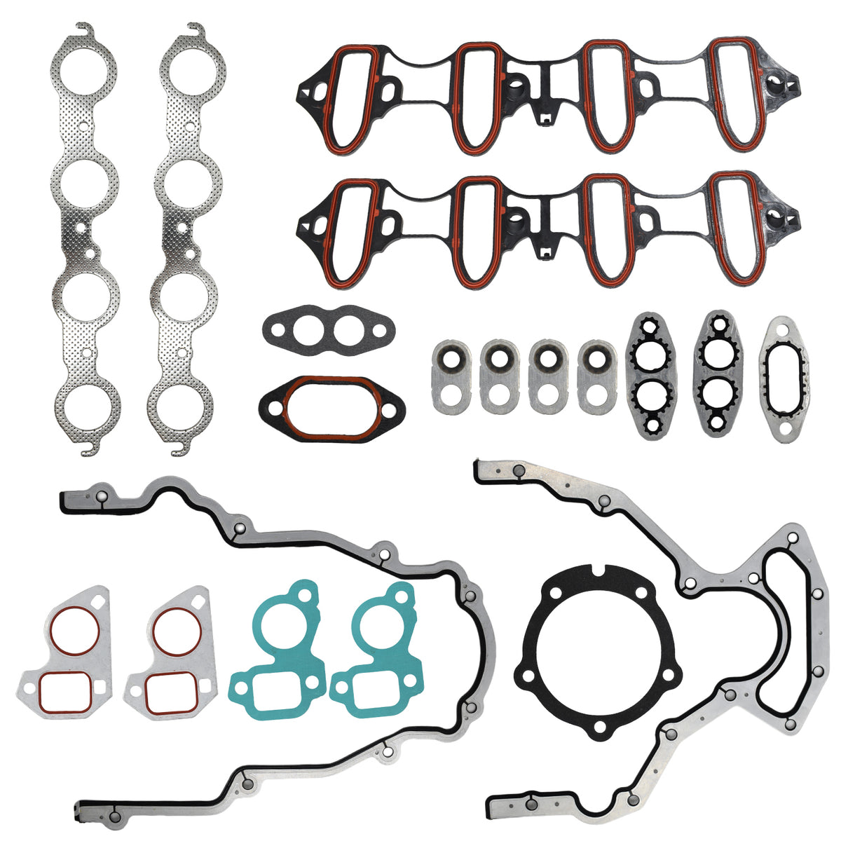 Btscar DXBKIT-009 Intake Exhaust Manifold Gaskets and Timing Cover Seals for GM Gen III LS V8 Engine