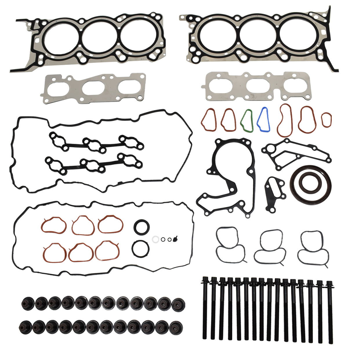 Btscar DXBKIT-010 Complete Cylinder Head Gasket Set with Head Bolts for Hyundai Kia 3.3L 3.5L Lambda II V6