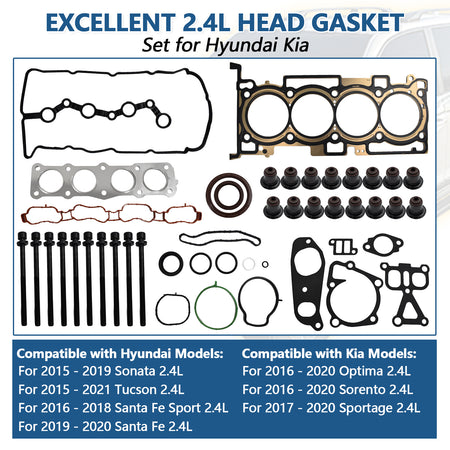 Btscar DXBKIT-011 Master Head Gasket Kit fitment for Hyundai Santa Fe Kia Sorento 2.4L Theta II GDI