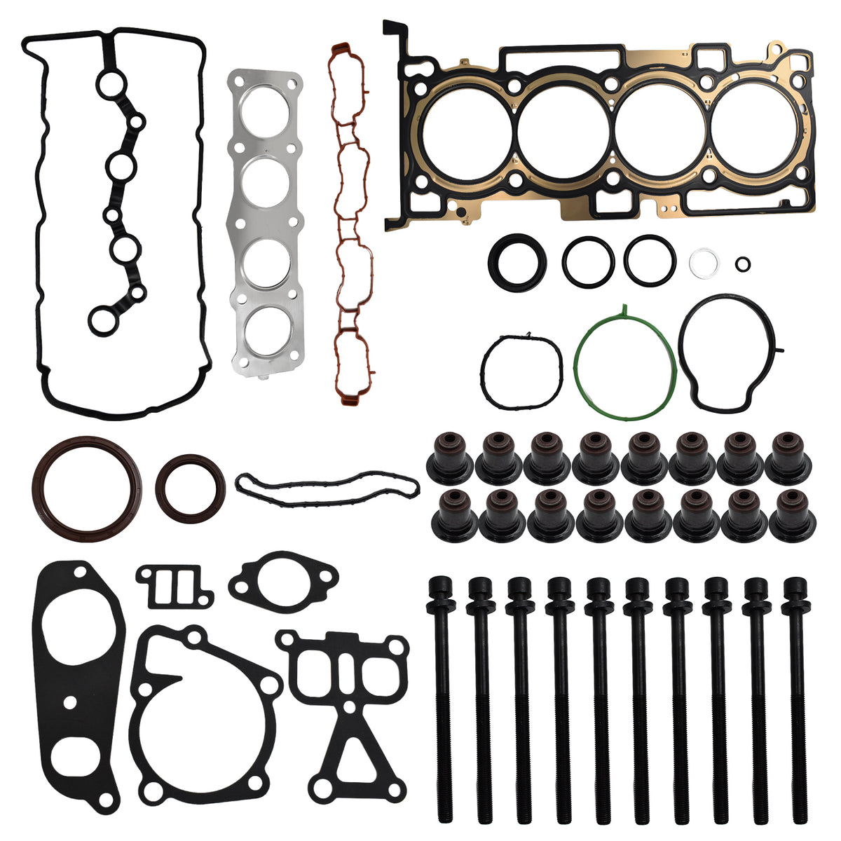 Btscar DXBKIT-011 Complete Cylinder Head Gasket Set with Head Bolts for Hyundai Kia 2.4L Theta II GDI