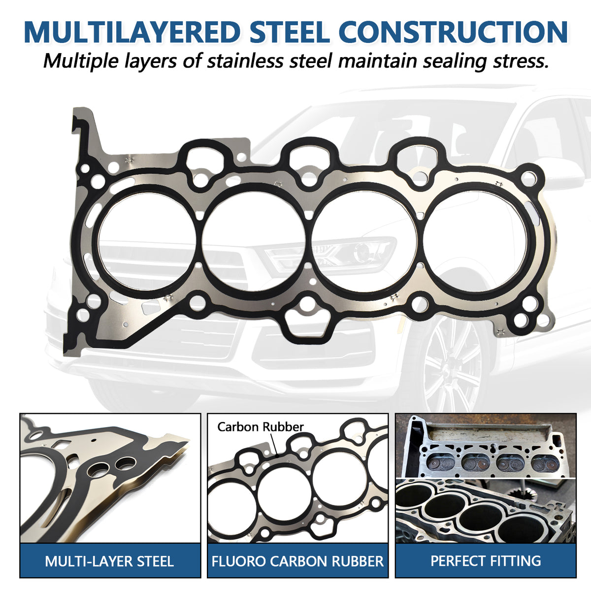 Btscar DXBKIT-012 Heavy Duty MLS Cylinder Head Gasket for Hyundai Kia 1.8L 2.0L Nu Engine