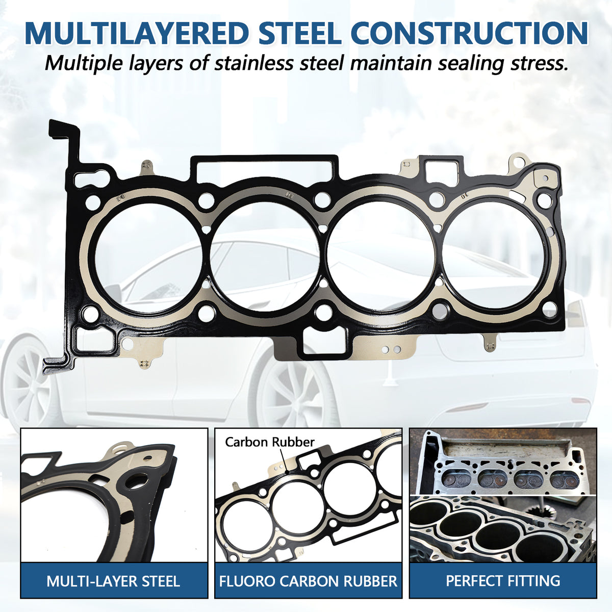 Btscar DXBKIT-013 Heavy Duty MLS Cylinder Head Gasket for Hyundai Kia 2.4L Theta II Engine Sonata