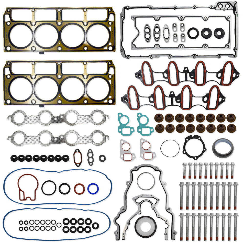 Btscar Complete Cylinder Head Gasket Set with Head Bolts for GM 5.3L LS Vortec V8 Engine