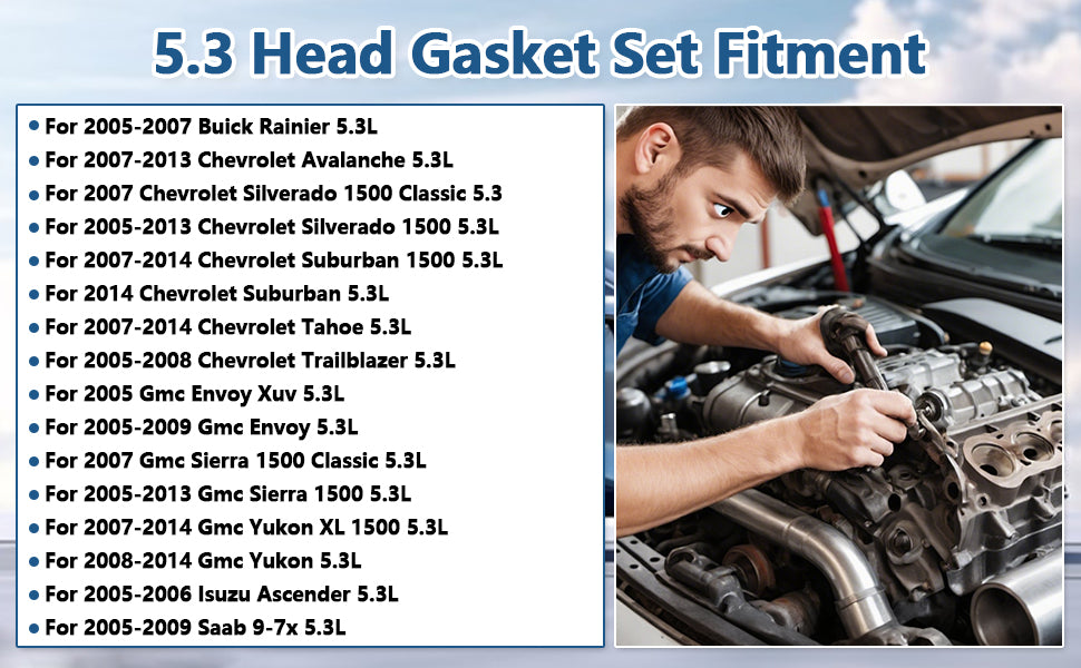 2005-2014 GM 5.3L LS/Vortec V8 MLS Cylinder Head Gasket Set w/ Head Bolts (For Silverado, Tahoe, Suburban, Sierra)