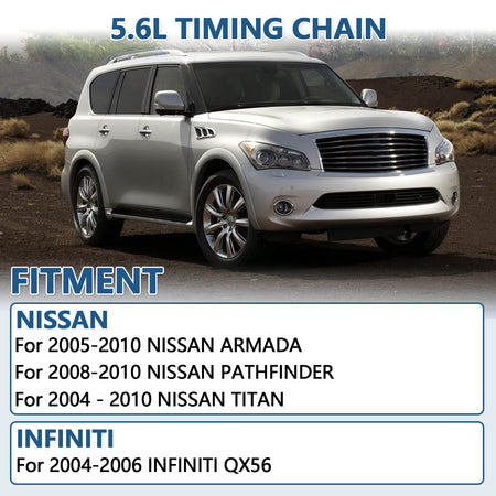 Complete set of Btscar LT-024 Timing Chain Kit for Nissan Titan Infiniti QX56 5.6L VK56DE V8 Engine