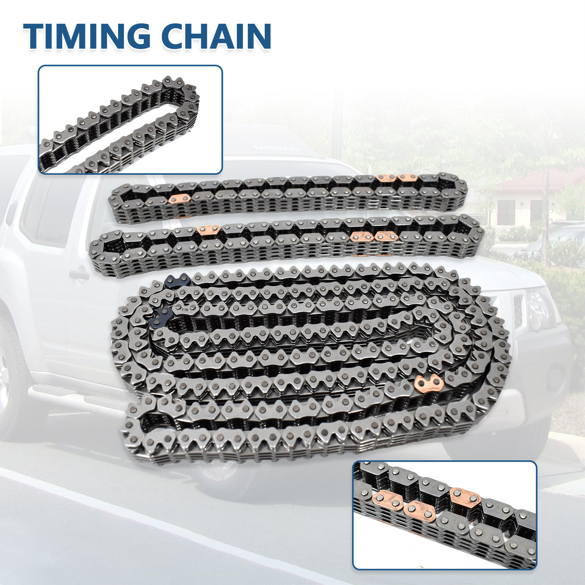 Btscar LT-025 Heavy Duty Alloy Steel Timing Chains for Nissan Suzuki 4.0L VQ40DE V6 Engine