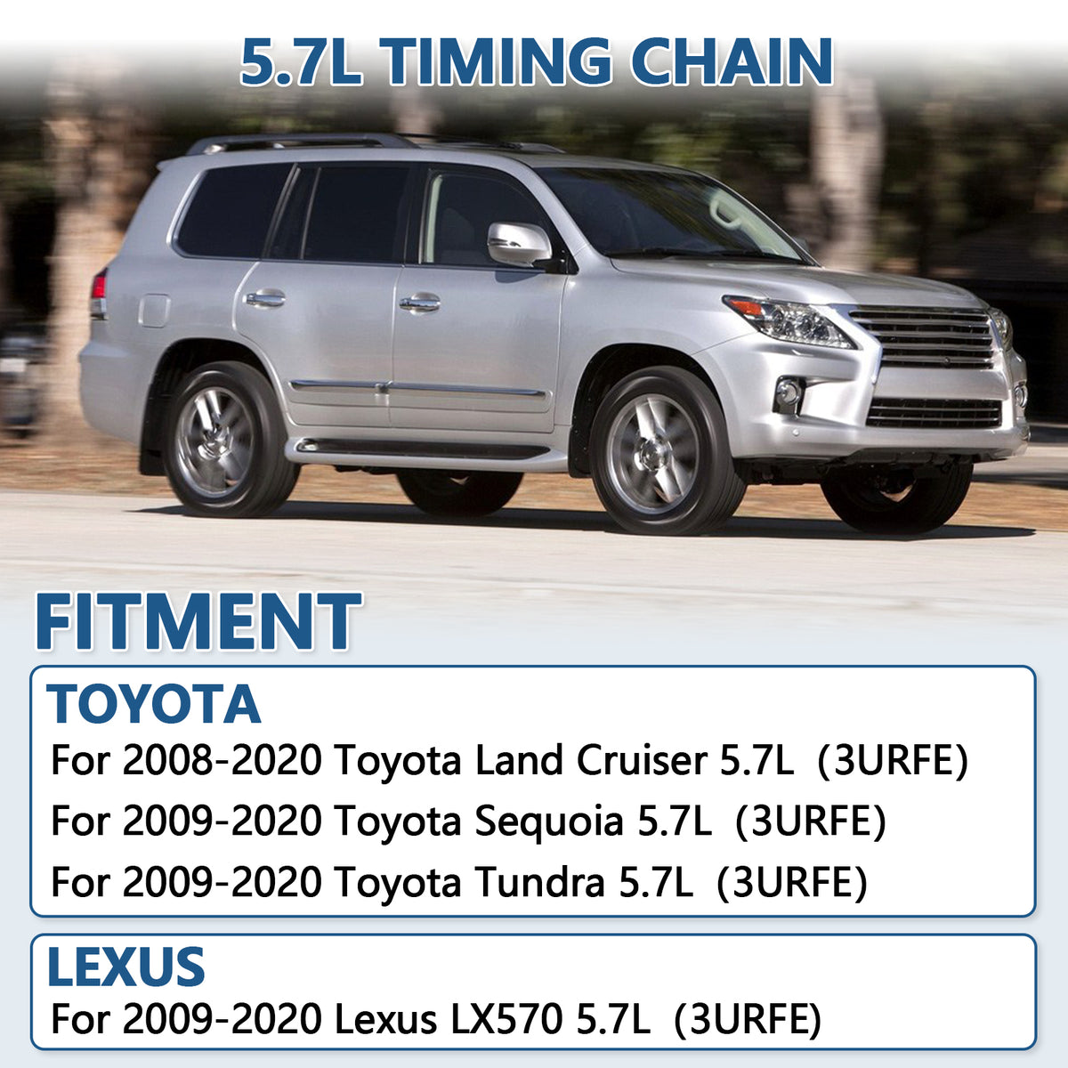 Btscar LT-029 Timing Chain Kit fitment for Lexus LX570 Toyota Land Cruiser 5.7L 3UR-FE V8 Engine