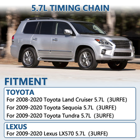 Btscar LT-029 Timing Chain Kit fitment for Lexus LX570 Toyota Land Cruiser 5.7L 3UR-FE V8 Engine