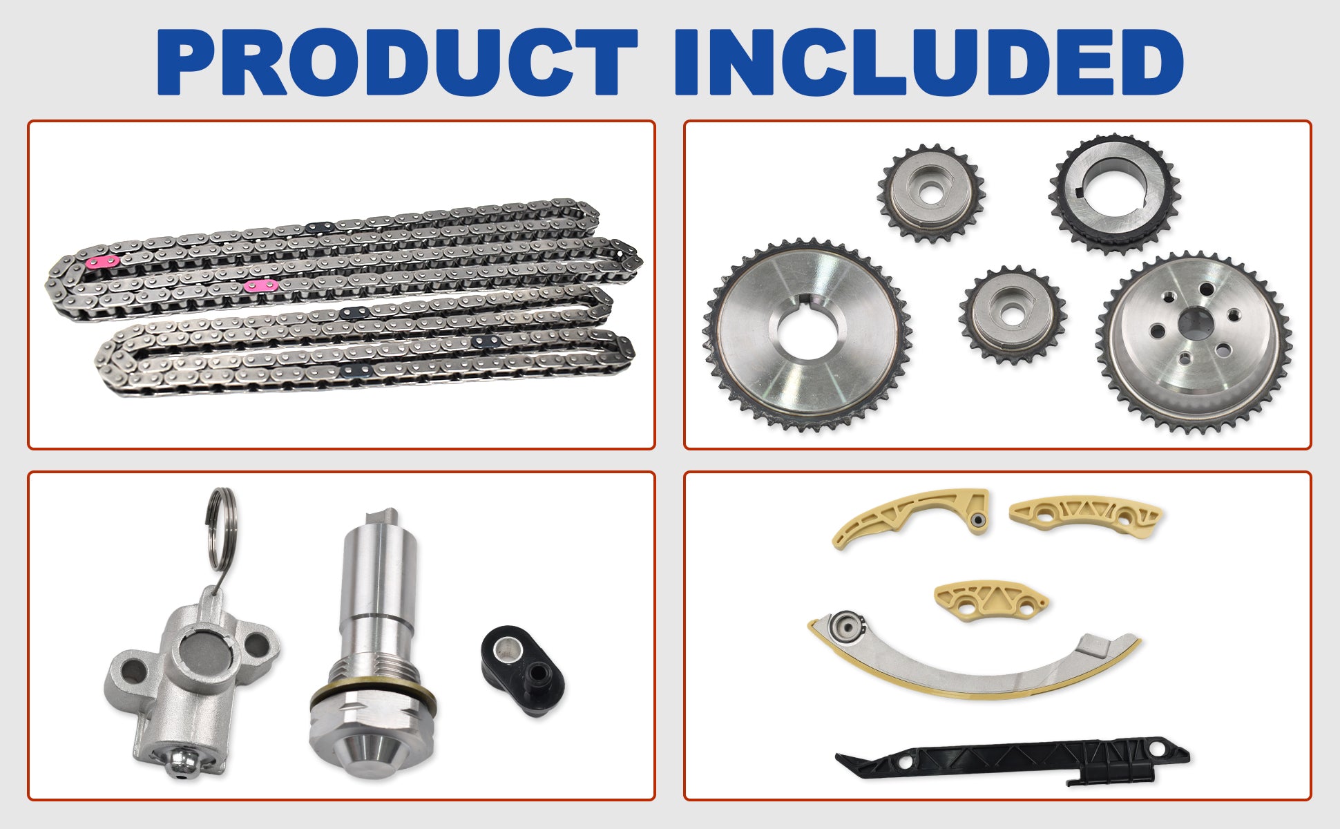 2009-2017 GM 2.2L 2.4L Ecotec Master Timing Chain Kit w/ Water Pump, VVT Solenoids & Gears (For Chevy Equinox, Malibu, GMC Terrain)