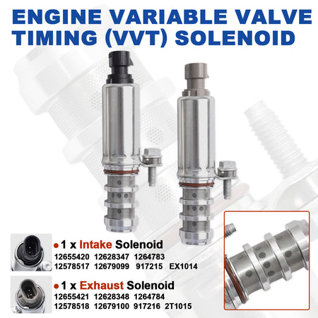Btscar LTKIT-026 engine variable valve timing VVT solenoids intake and exhaust for GM 2.2L 2.4L Ecotec Chevy Equinox Malibu GMC Terrain.