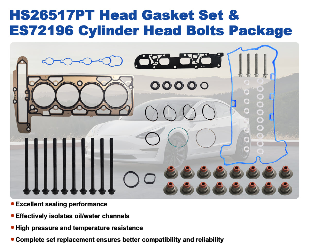 Btscar LTKIT-028 cylinder head gasket set and head bolts package for GM 2.2L 2.4L Ecotec engine rebuild.