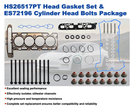Btscar LTKIT-028 cylinder head gasket set and head bolts package for GM 2.2L 2.4L Ecotec engine rebuild.