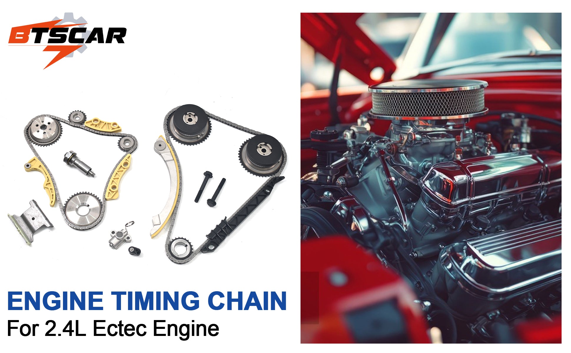 2009-2017 GM 2.2L 2.4L Ecotec Timing Chain Kit with Master Cylinder Head Gasket Set, Water Pump & VVT Solenoids - Chevy Equinox, Malibu, GMC Terrain, Buick