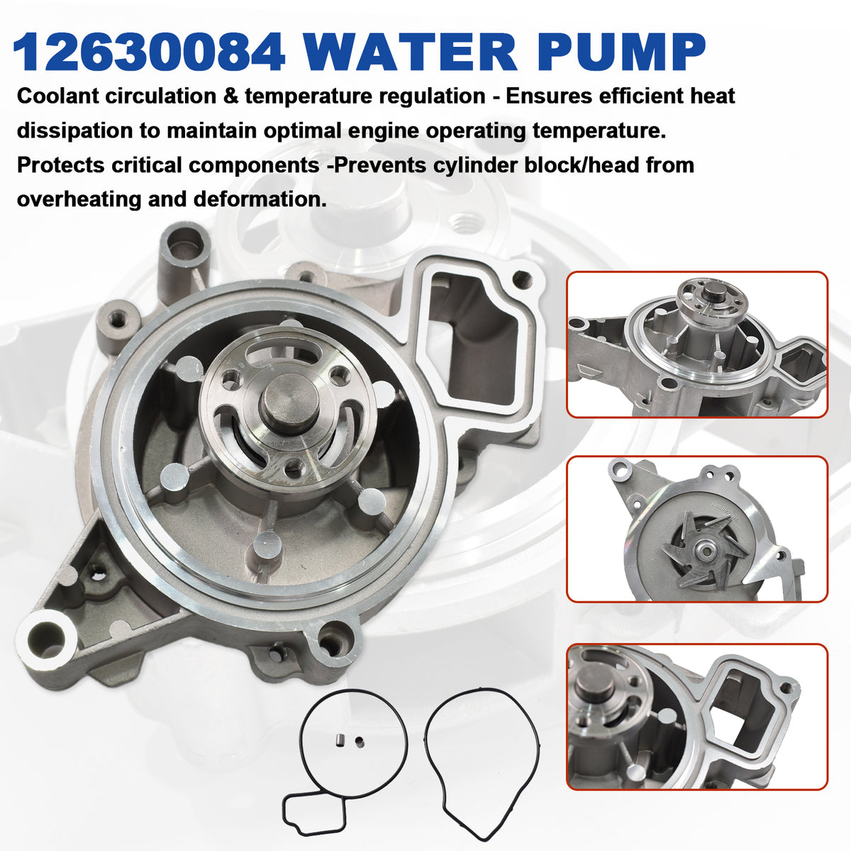 Btscar LTKIT-028 engine water pump 12630084 with gasket included for GM 2.2L 2.4L Ecotec cooling system.