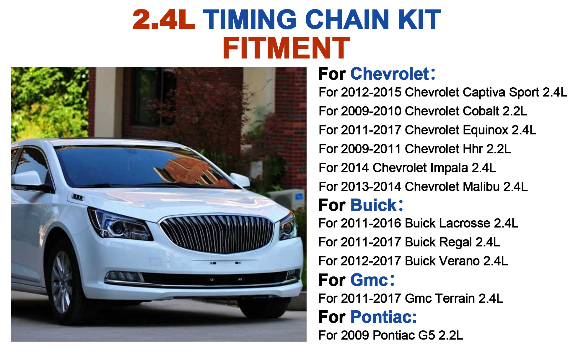 2009-2017 GM 2.2L 2.4L Ecotec Master Timing Chain Kit w/ Oil Pump, Water Pump, Head Gasket Set & VVT Solenoids
