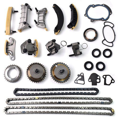 Btscar LTKIT-030 complete master timing chain kit featuring tensioners, guides, and gears for GM Chevy GMC Cadillac 3.0L 3.6L V6.