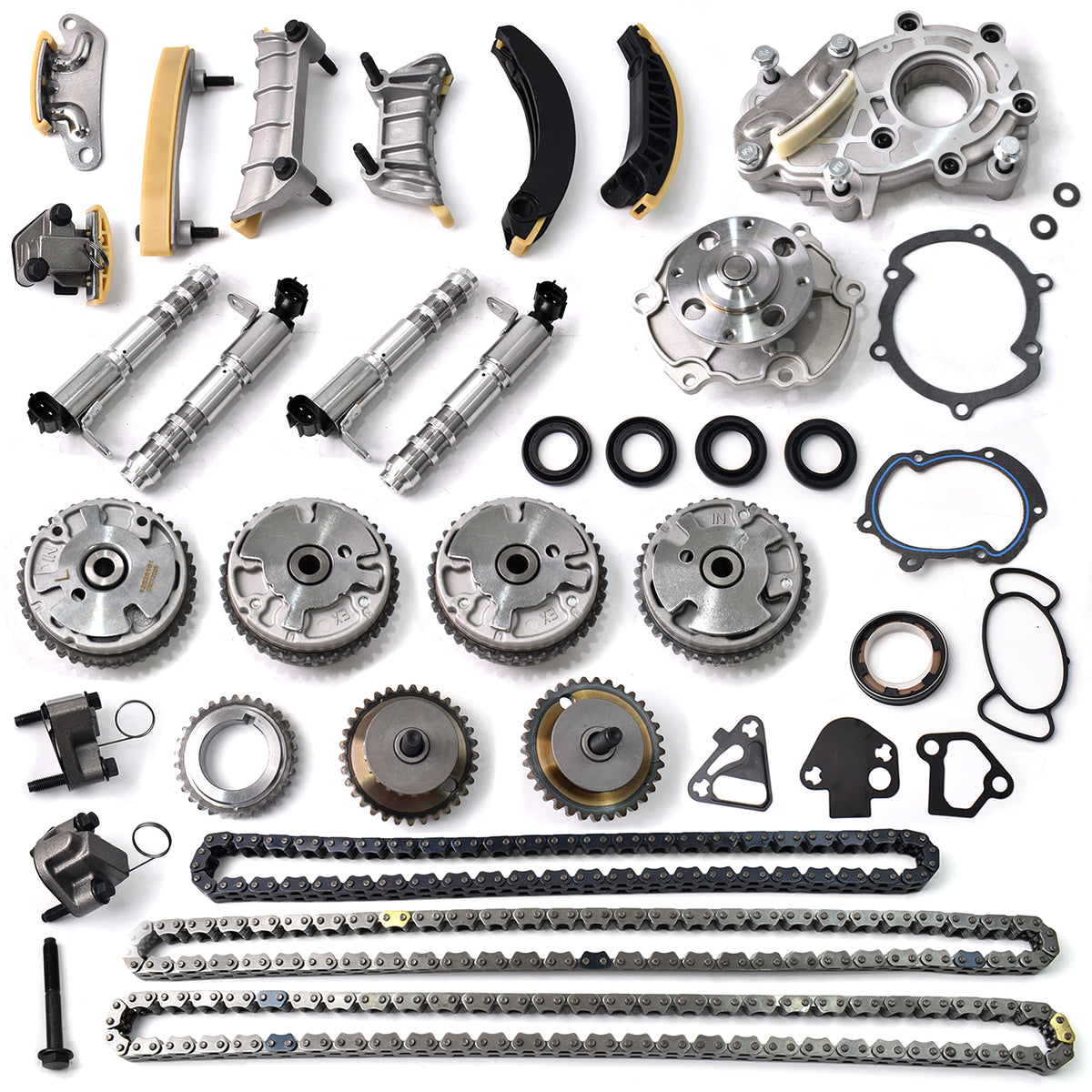 Btscar LTKIT-032 complete master timing chain kit with oil pump, water pump and VVT solenoids for GM HFV6 3.0L 3.6L.