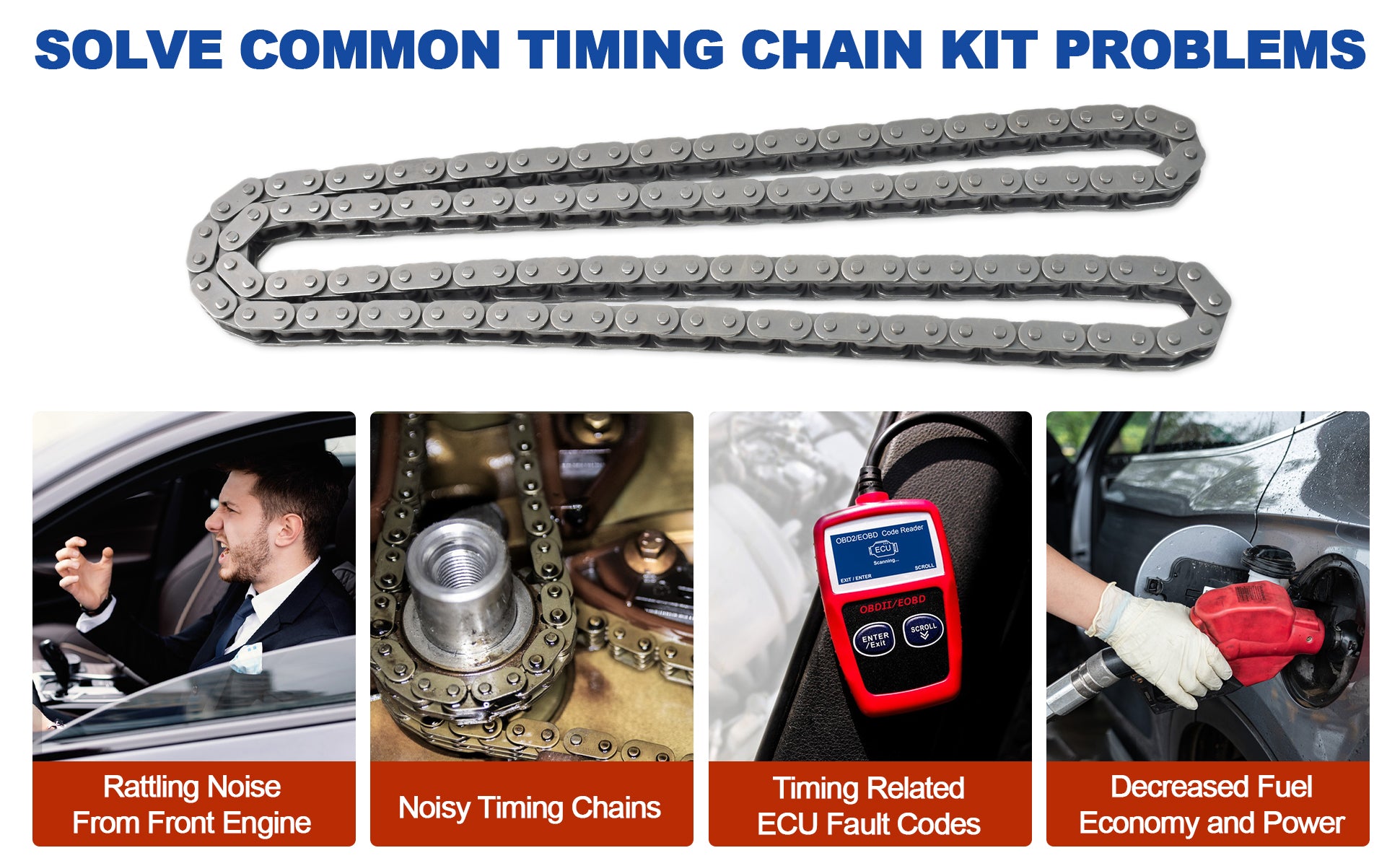 2011-2015 Chevy Buick 1.4L Ecotec Timing Chain Kit w/ VVT Phasers (For Cruze, Sonic, Trax, Encore, Volt)