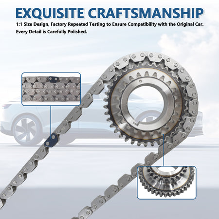 Btscar LTKIT-034 exquisite craftsmanship timing chain 1:1 design close-up for GM 2.0L 2.5L Ecotec engines.