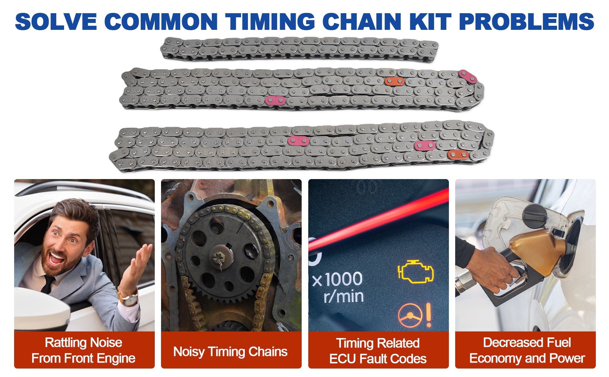 2009-2022 Hyundai Kia 3.3L 3.8L Lambda V6 Master Timing Chain Kit w/ 4 VVT Phasers (For Santa Fe, Palisade, Telluride, Genesis)