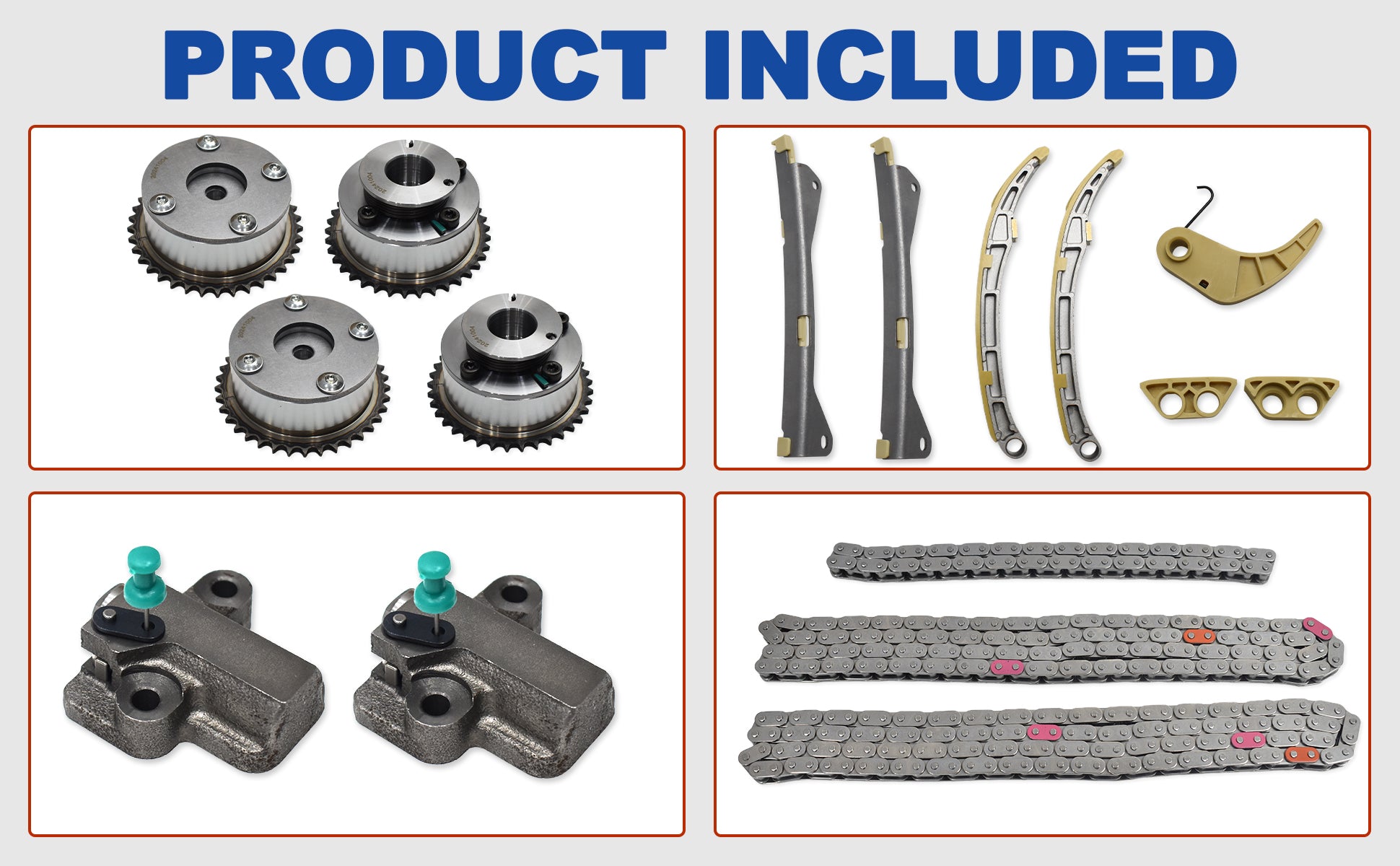 2012-2022 Hyundai Kia 3.3L 3.8L Lambda V6 Master Timing Chain Kit w/ 4 VVT Phasers, Oil Pump & Water Pump (For Santa Fe, Sorento, Genesis)