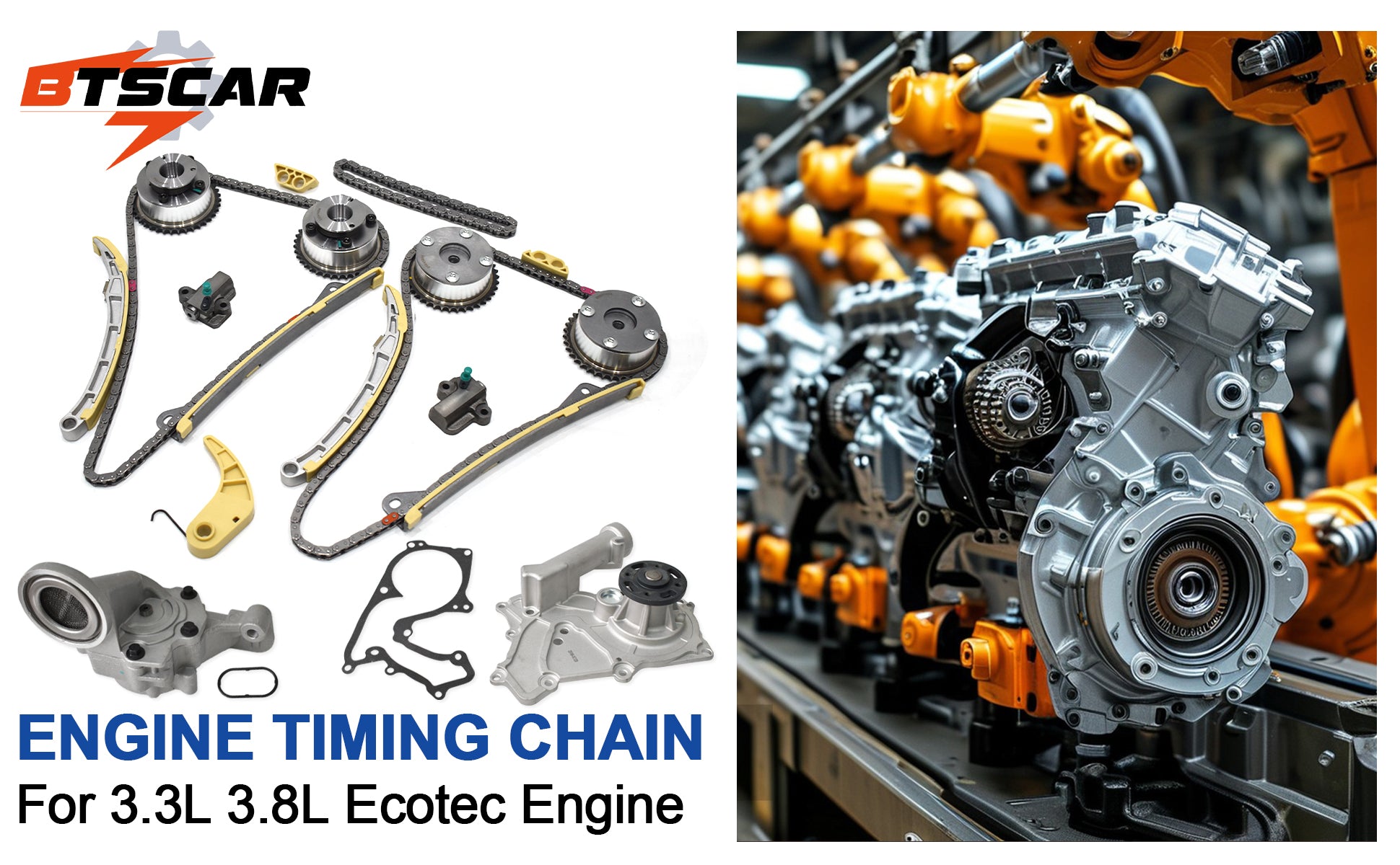 2012-2022 Hyundai Kia 3.3L 3.8L Lambda V6 Master Timing Chain Kit w/ 4 VVT Phasers, Oil Pump & Water Pump (For Santa Fe, Sorento, Genesis)
