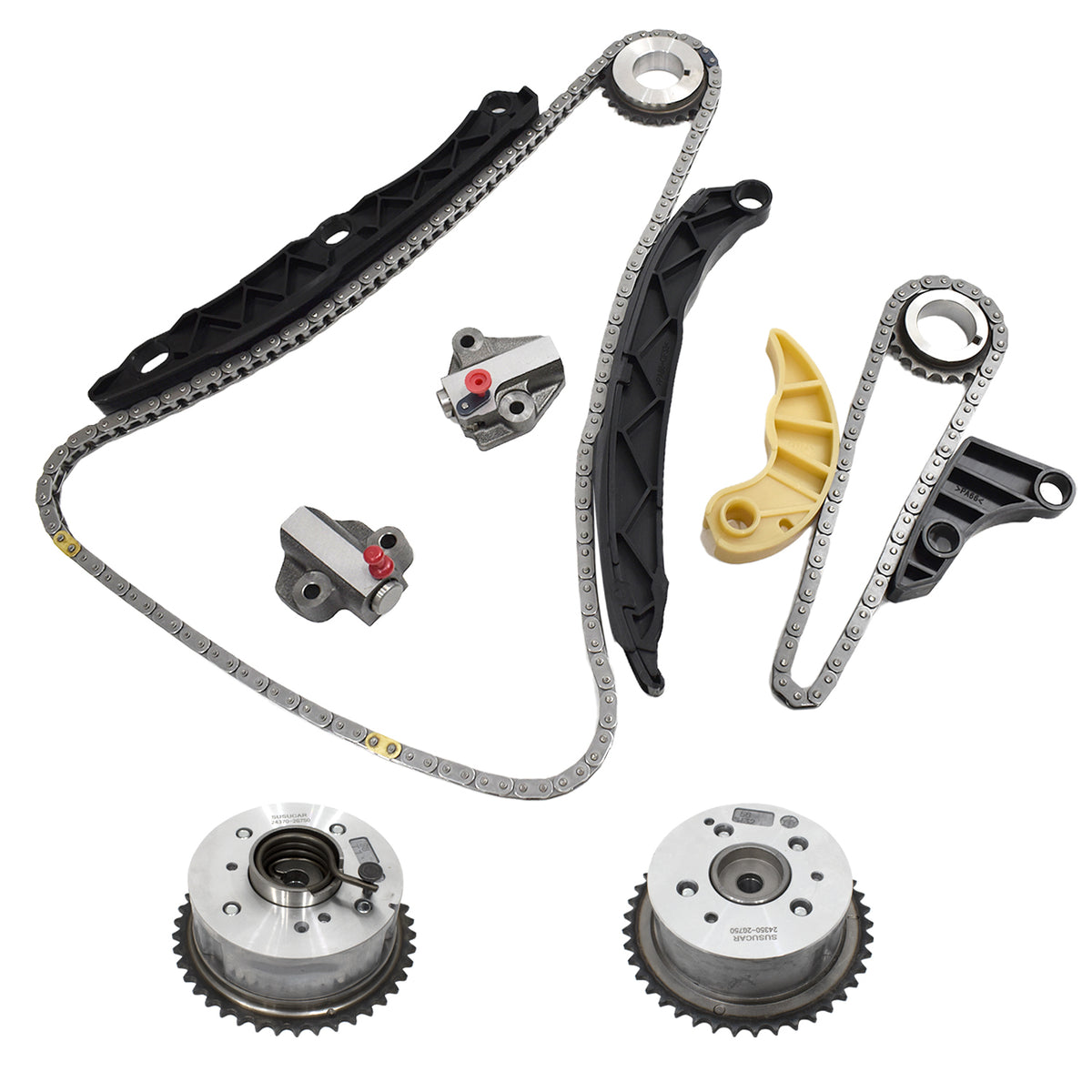 Btscar LTKIT-038 Master Timing and Oil Pump Chain Kit with VVT Phasers for Hyundai Kia 2.0L 2.4L Theta II