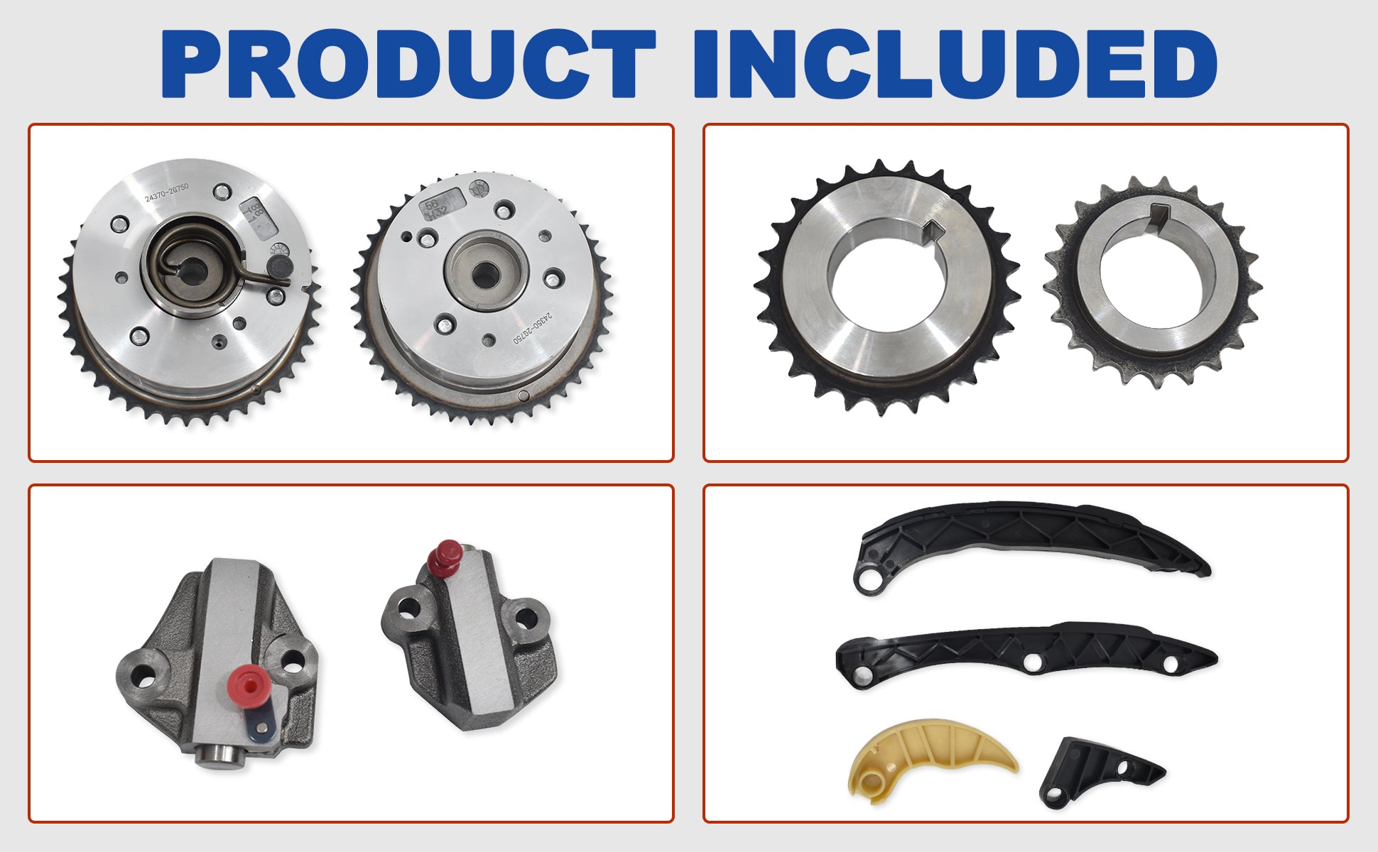 2010-2014 Hyundai Kia 2.0L 2.4L Theta II Master Timing & Oil Pump Chain Kit w/ VVT Phasers (For Sonata, Optima, Sorento)