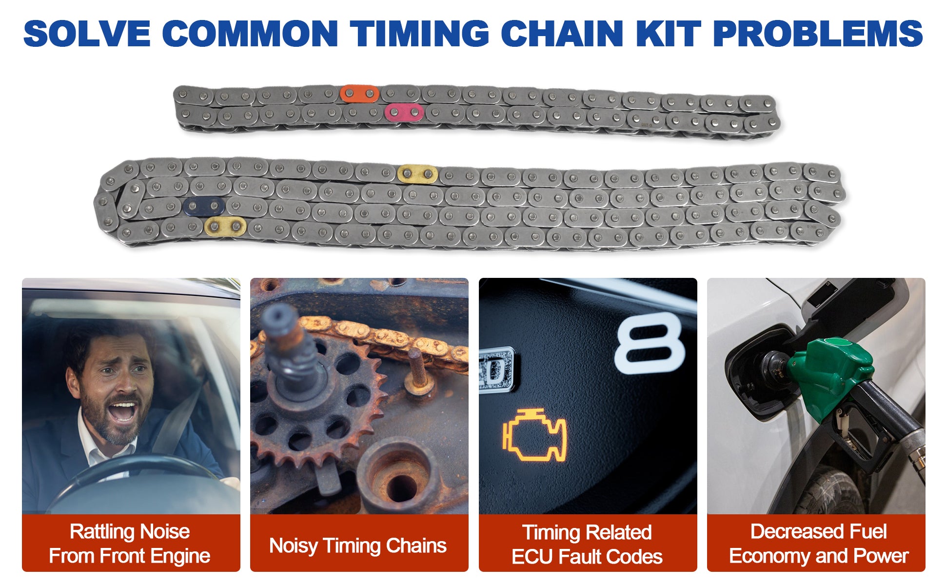 2010-2014 Hyundai Kia 2.0L 2.4L Theta II Master Timing & Oil Pump Chain Kit w/ VVT Phasers (For Sonata, Optima, Sorento)