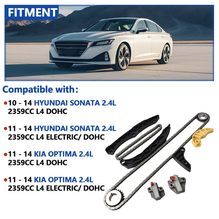 Vehicle fitment guide for Btscar LTKIT-039 Timing Chain Kit Hyundai Sonata Kia Optima 2.4L Theta II