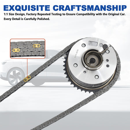 Btscar LTKIT-039 VVT Gear and Alloy Steel Timing Chain for 2010-2014 Hyundai Kia 2.0L 2.4L Theta II Engine
