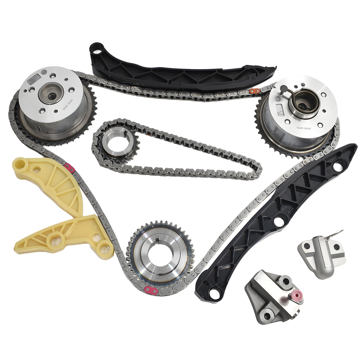 Btscar LTKIT-041 Master Timing and Oil Pump Chain Kit with VVT Phasers for Hyundai Kia 2.0L 2.4L Theta II