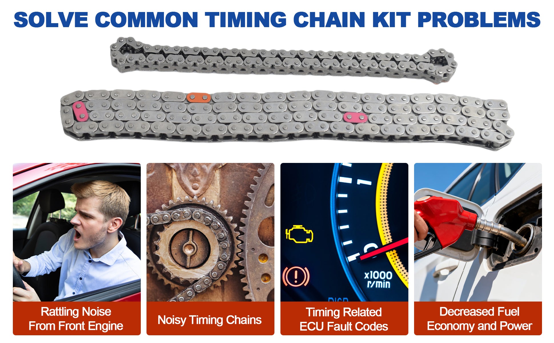 2015-2019 Hyundai Kia 2.0L 2.4L Theta II Master Timing & Oil Pump Chain Kit w/ VVT Phasers (For Sonata, Santa Fe, Optima, Sorento)