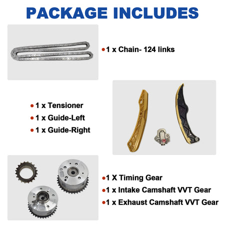 Detailed package contents of Btscar LTKIT-042 Timing Chain Kit for 1.6L Gamma Engine