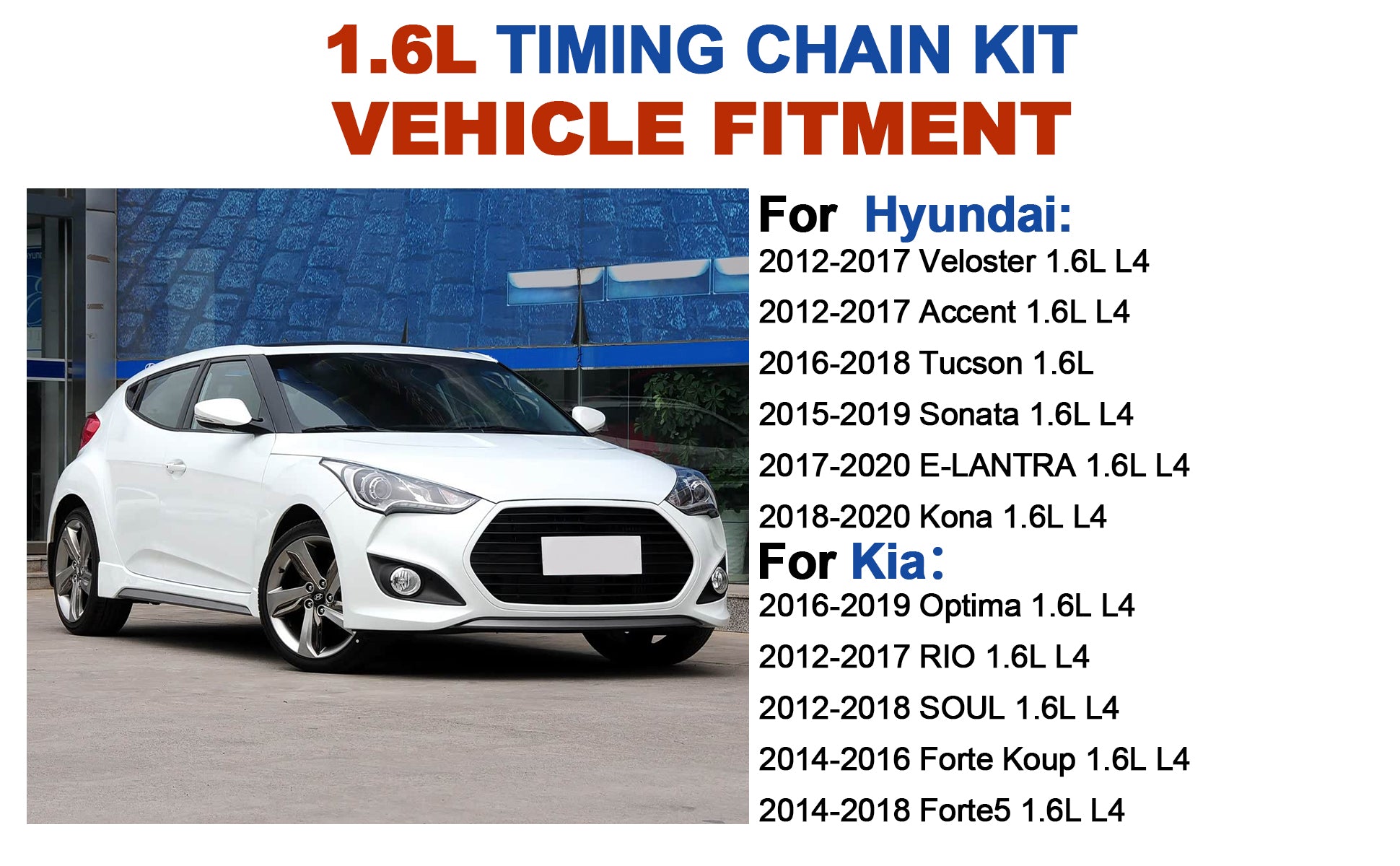 2012-2020 Hyundai Kia 1.6L Gamma Master Timing Chain Kit w/ VVT Phasers (For Accent, Veloster, Rio, Soul)