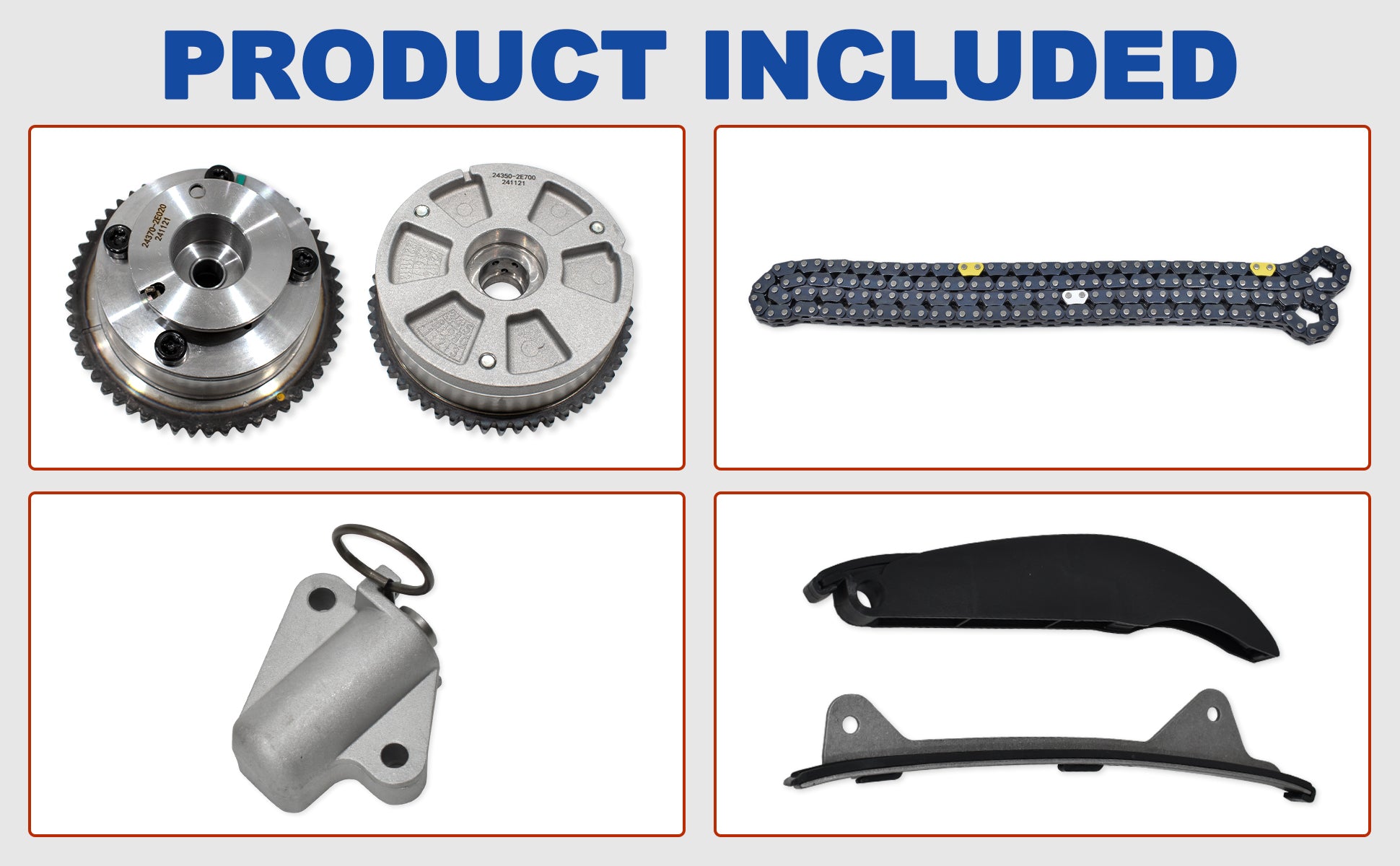 2017-2022 Hyundai Kia 2.0L Nu Engine Master Timing Chain Kit w/ Intake & Exhaust CVVT Phasers (For Elantra, Kona, Forte, Soul)