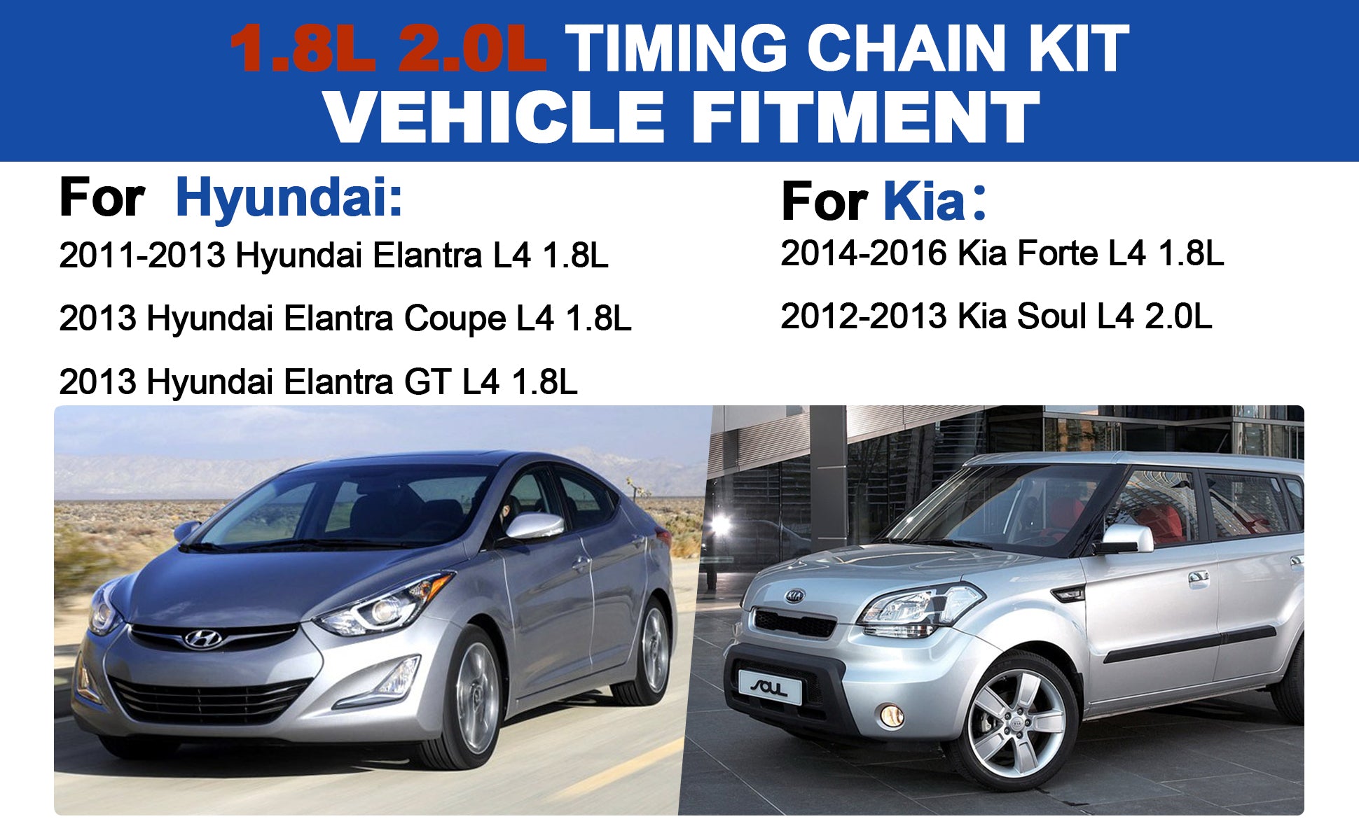 2011-2016 Hyundai Kia 1.8L 2.0L Nu Engine Master Timing Chain & Water Pump Kit w/ VVT Phasers (For Elantra, Forte, Soul)