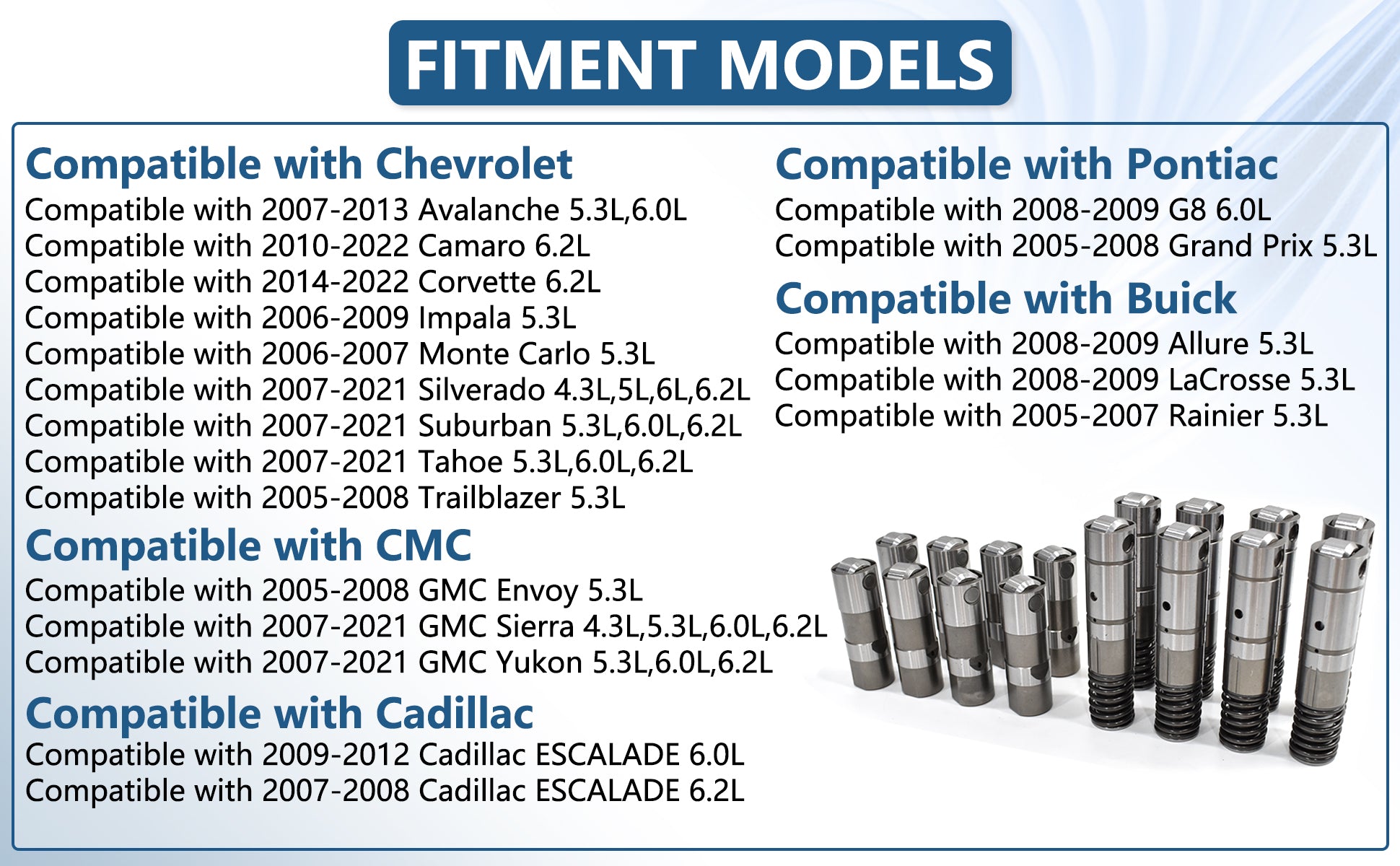 2005-2014 GM 5.3L AFM/DOD Hydraulic Roller Lifters & MLS Head Gasket Master Kit w/ Bolts (For Silverado, Tahoe, Sierra)
