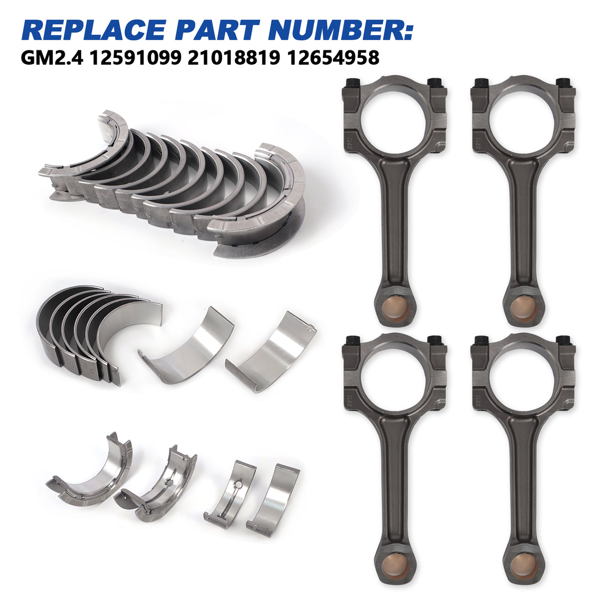 Btscar QZKIT-001 GM 2.4L engine connecting rods and rod bearings direct replacement set.