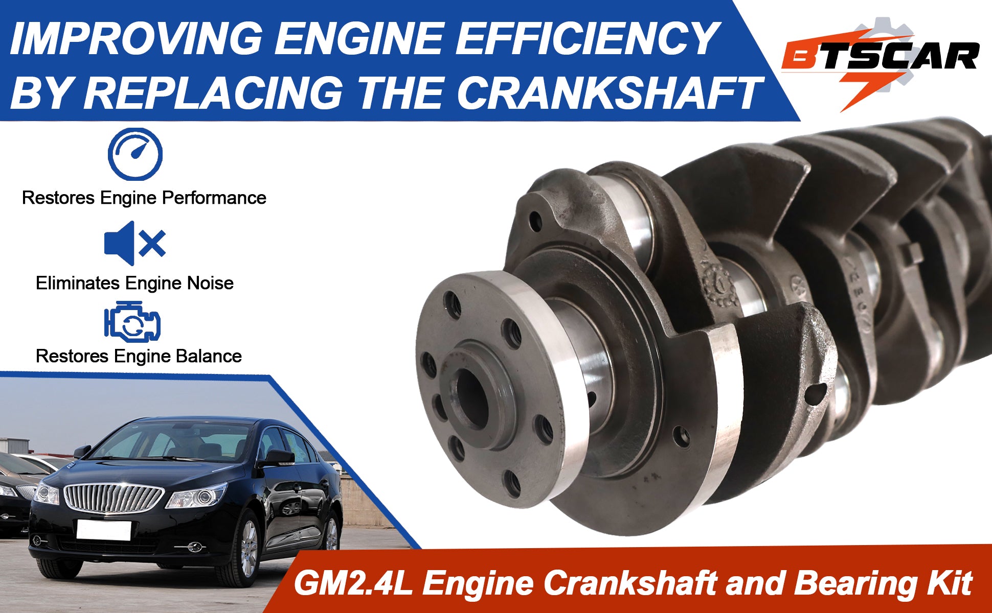 2011-2017 GM 2.4L Ecotec Engine Rebuild Kit w/ Crankshaft, Pistons, Connecting Rods & Head Gasket Set - Chevy Equinox, Malibu, GMC Terrain, Buick Regal
